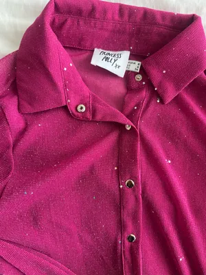 Princess Polly Magenta Button-Front Long Sleeve Top thumbnail 2
