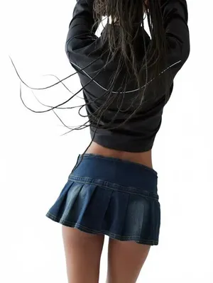 Urban Outfitters BDG Shaina Belted Denim Micro Mini Skort NWT Tinted Denim Large thumbnail 2