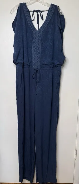 ARIAT Romper Jumpsuit Womens Size Large Blue Floral Boho‎ Country Cowgirl New thumbnail 1