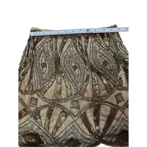 Free People Daydreaming Embellished Mini Beaded Skirt Antique Gold‎ Sz 0 thumbnail 8