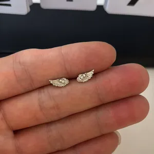 Small Angel Wings Stud Earrings for Men Women Streetwear Punk Hip Hop Unisex Style thumbnail 4