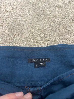 Theory Neini Chambray Mini Skirt Sz 6 Linen Blend Skirt with Mock Sleeve Belt thumbnail 5