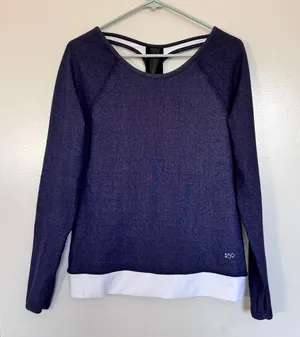 NWT Splits 59 Regan Double Racerback Sweatshirt in Navy/White Size Small thumbnail 1