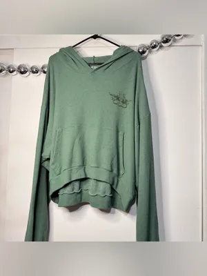 Boys Lie Waffle Knit Charmer Hoodie in green thumbnail 2