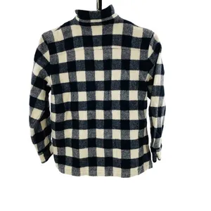 Ralph Lauren Womens L Buffalo‎ Plaid Shacket Black and Ivory Full Zip 100% Wool thumbnail 4