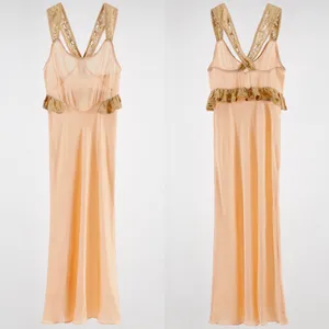 Zara SATIN MIDI LONG LACE STRAPS PEPLIM DRESS Front Slit at Hem Size S NEW thumbnail 5