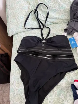 NWT Cupshe Black Cutout Ring Bandeau Bikini Set thumbnail 2