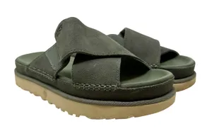 UGG‎ Goldenstar Cross Slide Sandal Olive Green Suede Size US 9.5 thumbnail 1