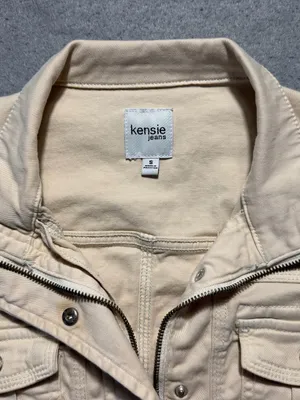 Kensie Jeans Womens Utility Jacket Small Beige Military Safari Cargo Stretch thumbnail 3