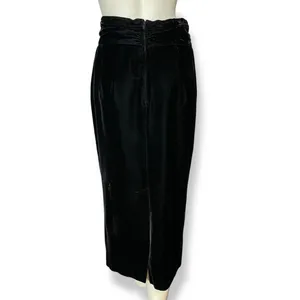 Vintage Velvet Skirt‎ Gathered Waistband Black Midi Straight Michelle Stuart thumbnail 15