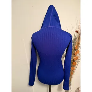 Nike Fit Womens Royal Blue Cable Knit Textured Full Zip Hoodie‎ Small Logo thumbnail 4