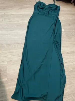 Sleeveless Teal Maxi Skirt Dress with Side Slit thumbnail 1