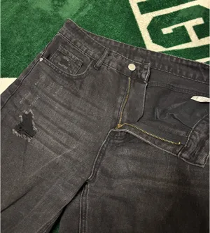 Black Ripped Jeans Shein High-Waisted Straight Leg thumbnail 2