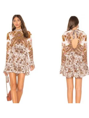 $118 Free People Lady Luck tunic/ mini dress in rose combo S thumbnail 4