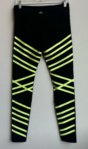 ALO Yoga Airbrush Glow In the Dark Stripe Bandage Legging Black Size Medium thumbnail 1