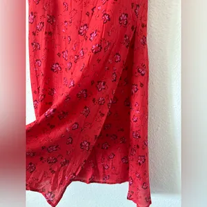 Free People Bijou Skirt Set Cherry Red Floral 2 Pc Smocked Back Ruffle sz 4 thumbnail 12