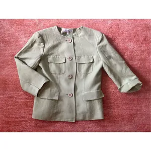 EMILY Linen jacket with buttons and lining M Green Size M thumbnail 2