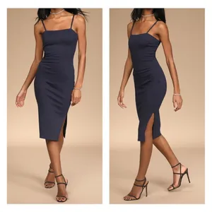 Lulu’s navy ponte knit lined body con midi dress size medium thumbnail 2