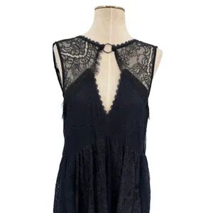 Free People Don't You Dare Lace Mini Dress Open Back Black Combo‎ Size Small NWT thumbnail 4