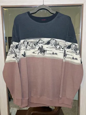 Rock & Roll Denim Women's Scenery Border Sweatshirt with Cowgirl riding size XL thumbnail 1