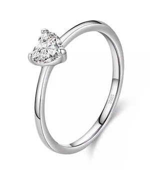 Sterling Silver SIZE 8 925 Dainty Heart AAAAA Zirconia Sparkling Ring thumbnail 1