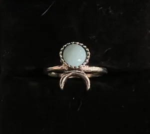 Women’s Stainless Steel Silver Faux Turquoise Ring Size 6 thumbnail 1