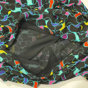STAUD Milla Puff-Sleeve Midi-Dress - Black Abstract Wave - 4 thumbnail 11