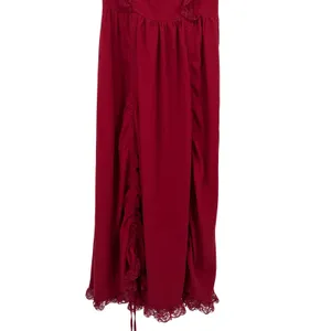Scarlet Darkness Maxi Dress Women M Red Excellent Lace Up Gothic Victorian Ruche thumbnail 3