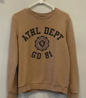 Tan ATHL DEPT Sweatshirt medium like new fleece lined thumbnail 1