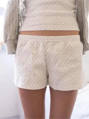 Brandy Melville Cream Micro-Print Floral Lounge Shorts thumbnail 1