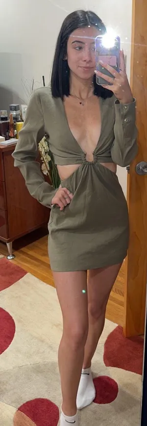 Zara Green Cutout Dress thumbnail 1