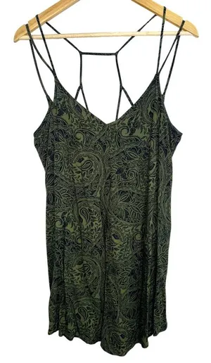 Abercrombie & Fitch Green Paisley Strappy Sleeveless Mini Dress Womens Size XS thumbnail 1
