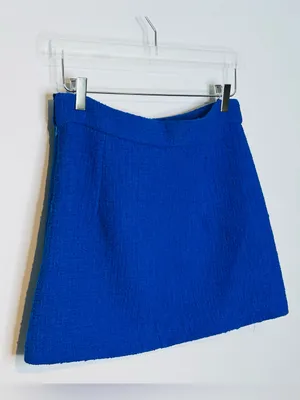 Zara Sapphire Blue Tweed Mini Skirt with Gold Buttons thumbnail 8