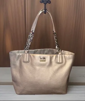 Y2K Coach Chelsea Metallic Champagne Purple Double Handle Tote thumbnail 1