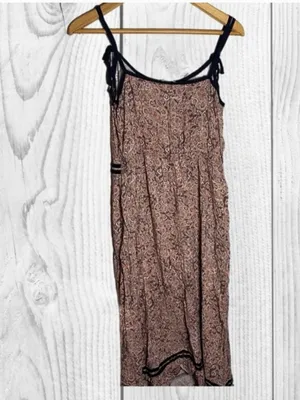 Lauren Conrad Sleeveless‎ Paisley Summer Dress with Navy Trim phoebe buffay inspo y2k medium thumbnail 6