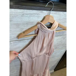 One and Only Collective Pink Satin Halter Mini Dress Ruffle Hem Open Back Size L thumbnail 5