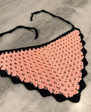 Handmade Crochet Bandana Head Scarf Cotton Boho Triangle Wrap Fest Cottagecore thumbnail 1