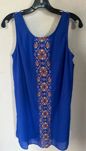 New dress my Michelle embroidered blue large‎ new thumbnail 1