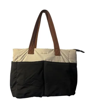 Lovevook Pufflet Two Tone Tote Shoulder Bag Color Block Travel Laptop Luggage thumbnail 1