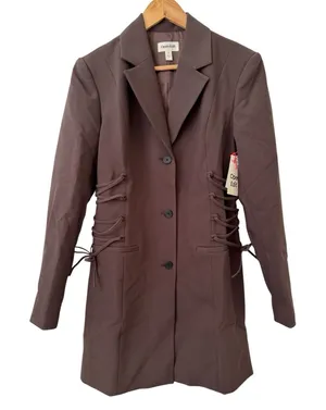 NWT Open Edit Corset Blazer Mini Dress Women’s Size Small Brown thumbnail 1