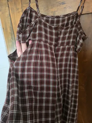 O Kendall And Kylie Brown Plaid Spaghetti Strap Dress Small thumbnail 5