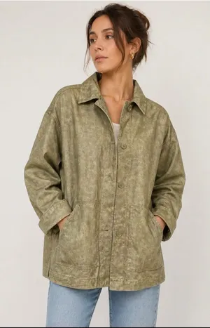 TopShop Cream‎ Floral Print Button Down Jacket. Size 8-10 thumbnail 1