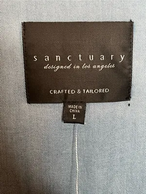 Sanctuary Sleeveless Chambray Utility Vest Light Blue Sz L Lyocell thumbnail 4