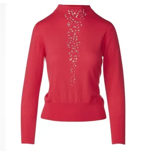 Kinross Cashmere 100% Cashmere Rhinestone Mock Neck Sweater Pink M NWT thumbnail 10