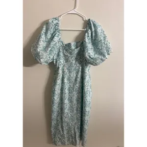 Tuckernuck Hyacinth House Teal Floral Lace-Up Lila Midi Dress Size Small thumbnail 5