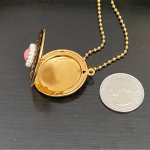 Vintage Unsigned Gold-tone Ball Chain Locket Pendant Necklace thumbnail 13