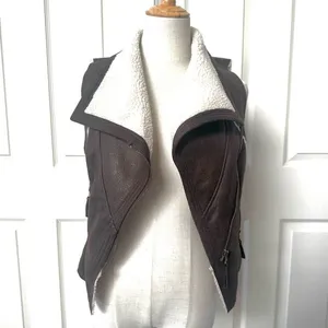Forever 21 brown faux leather zip up vest thumbnail 4