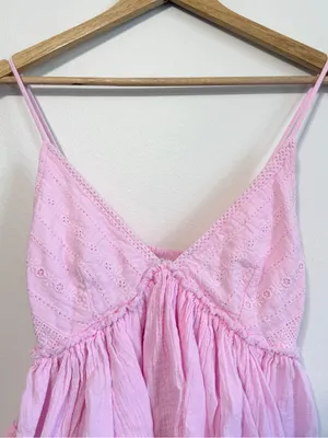 Princess Polly Pink Tank Top Size 4 Small Ruffle Gauze Flowy V Neck Coquette thumbnail 3