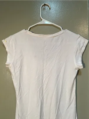 Ella Yoga Women's Size Small Scoop Neck Cap Sleeve T-Shirt White Stretch Viscose thumbnail 7