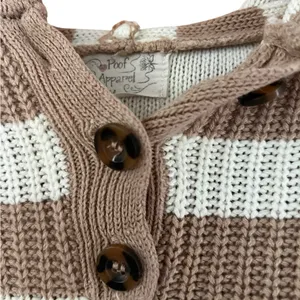 Poof Apparel Brown and Cream Striped Sweater thumbnail 2